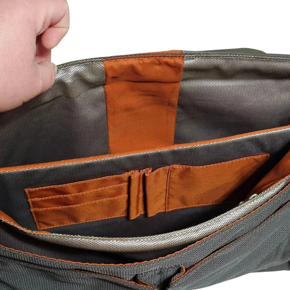 Tumi Ducati Corse Messenger Bag Laptop Crossbody Shoulder Travel Gray Orange